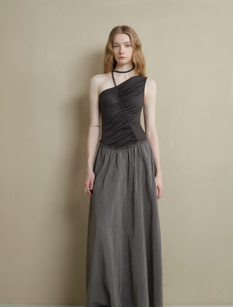 Asymmetric Ruched Panel Dress