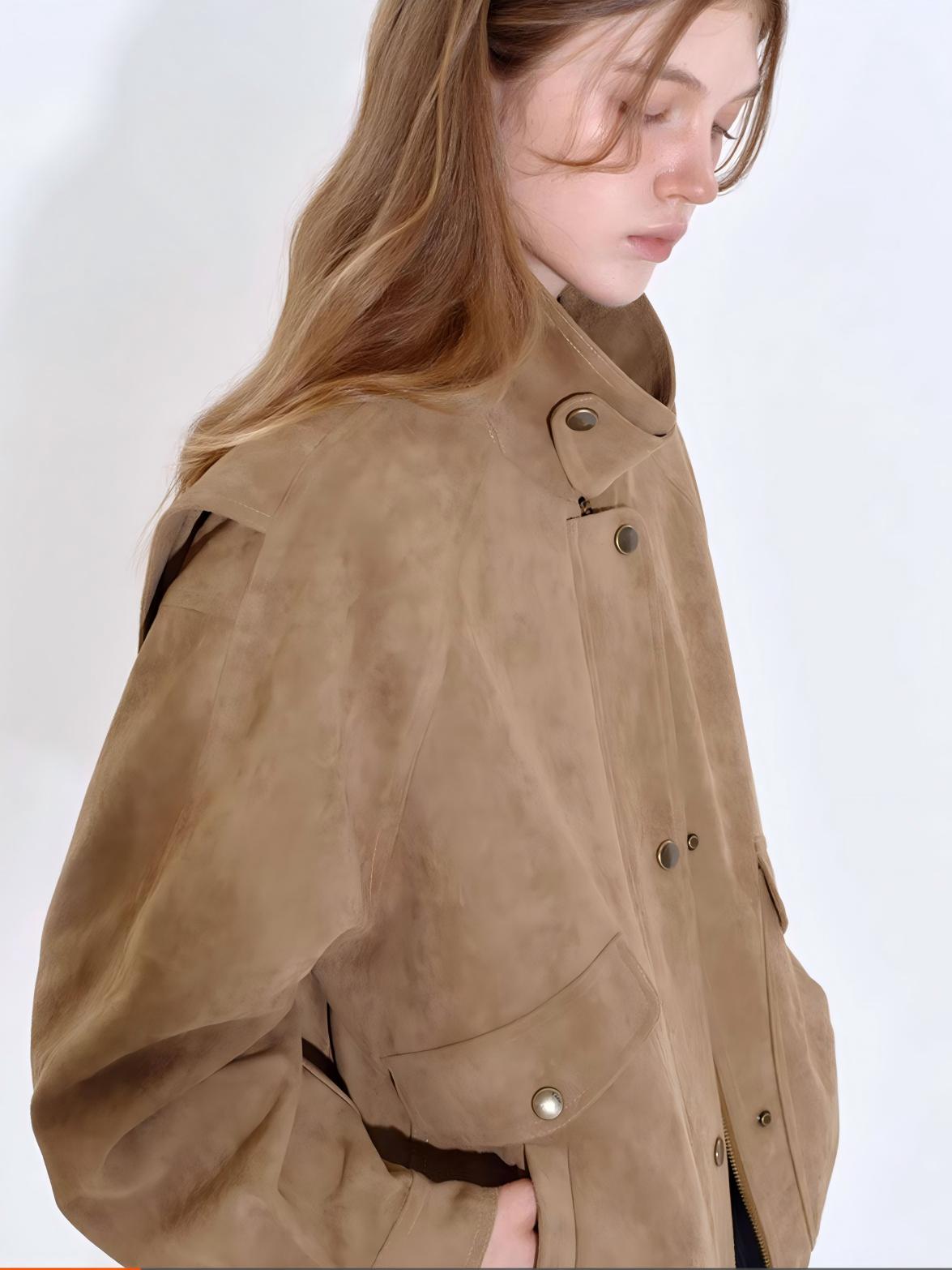 Retro Suede-Feel Quilted Jacket