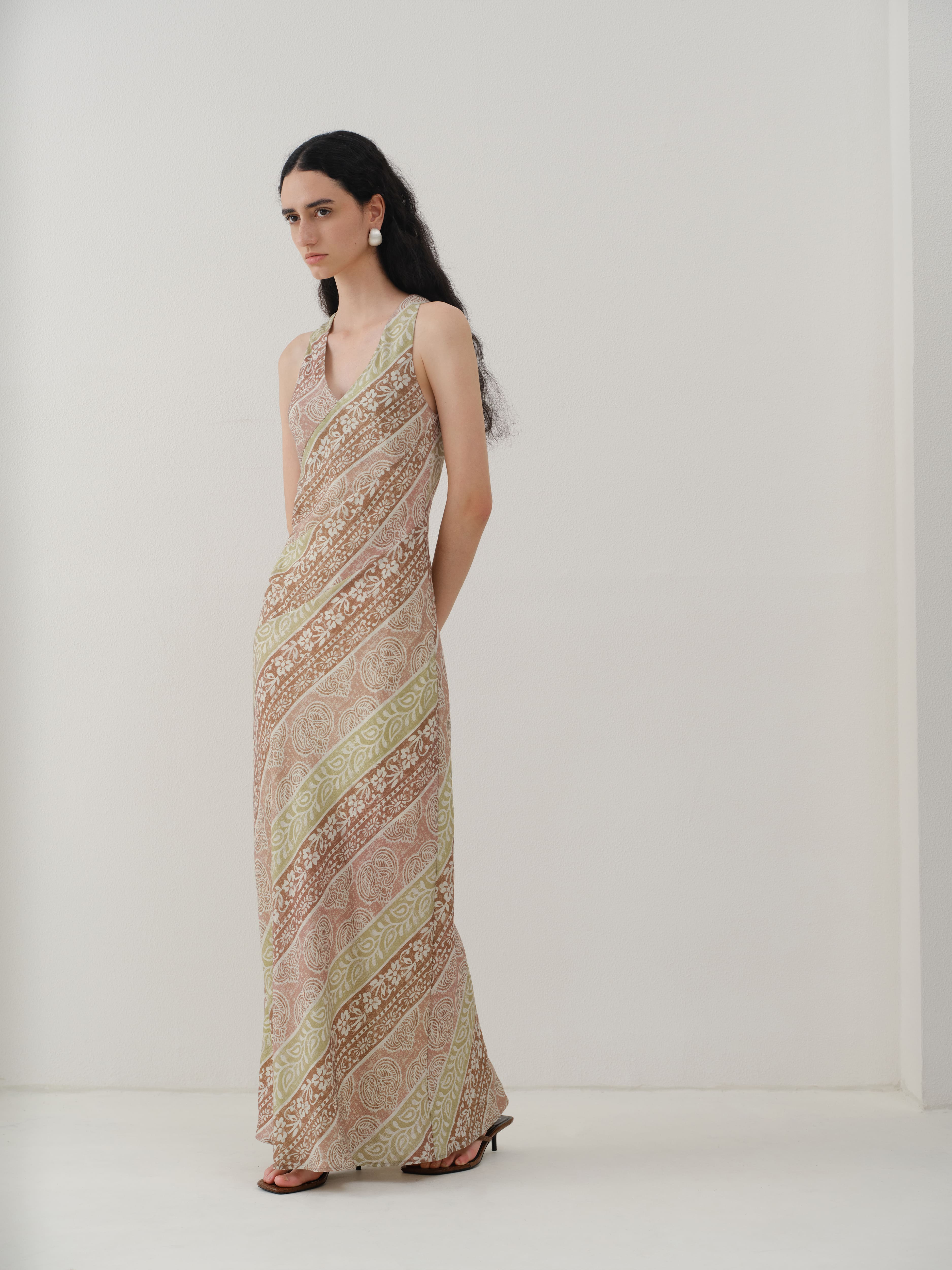 Paisley Print Cutout Maxi Dress
