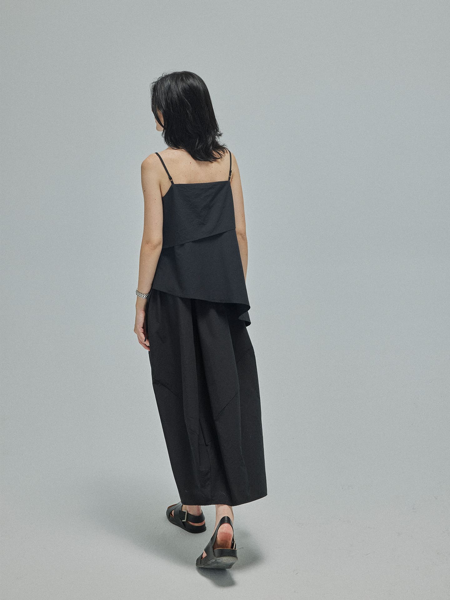 Black Textured Layered Cami Set