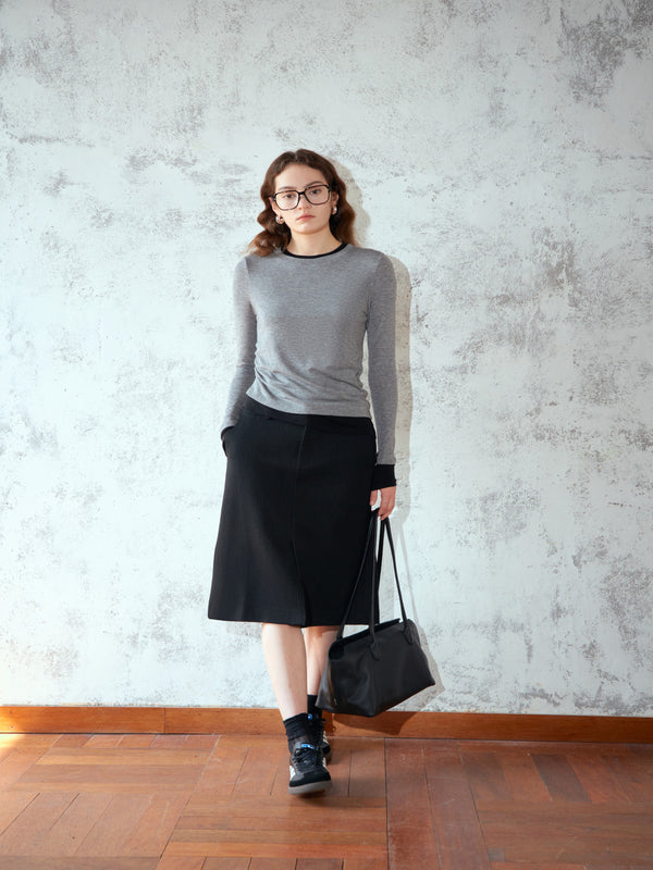 Front Slit Midi Skirt