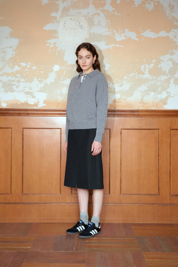 Wool Knit Polo Sweater