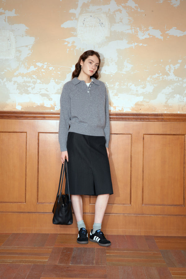 Wool Knit Polo Sweater