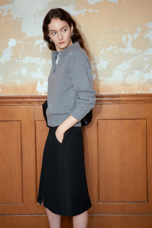 Wool Knit Polo Sweater