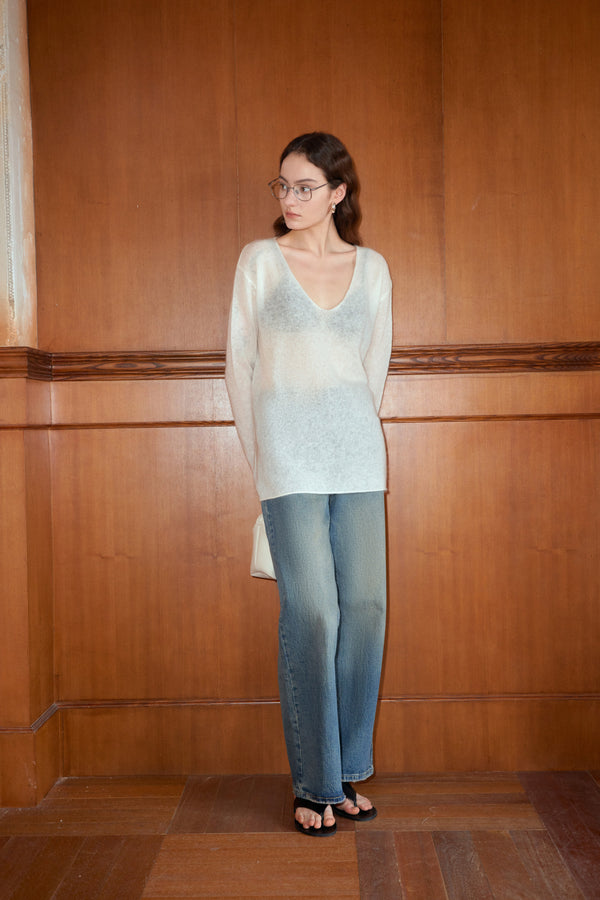 Sheer Mohair Knit Pullover