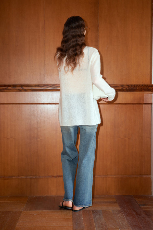 Sheer Mohair Knit Pullover
