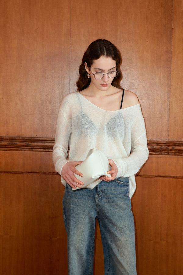 Sheer Mohair Knit Pullover