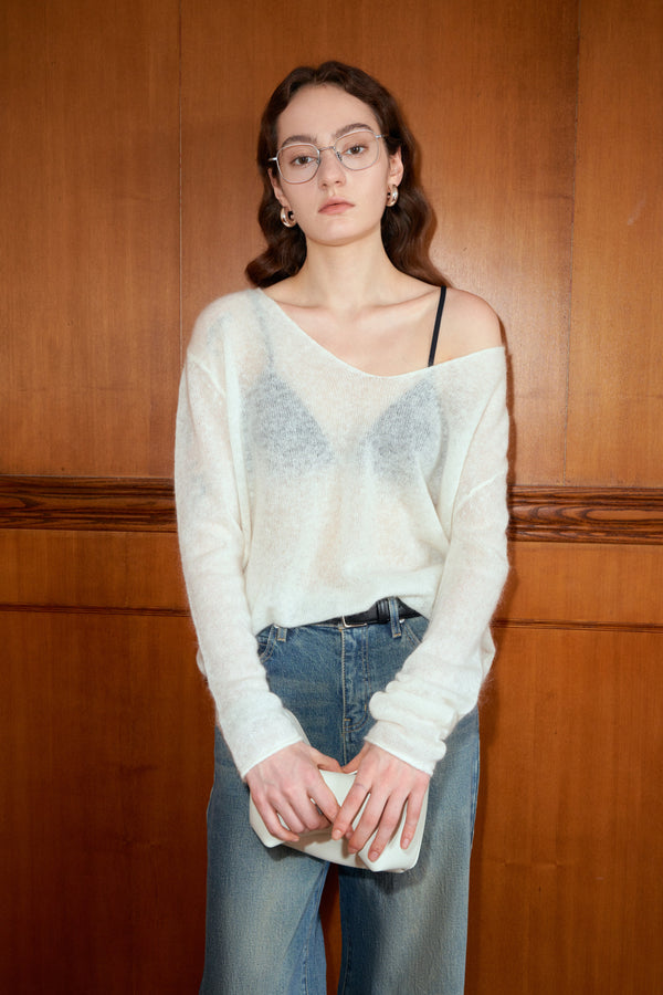 Sheer Mohair Knit Pullover