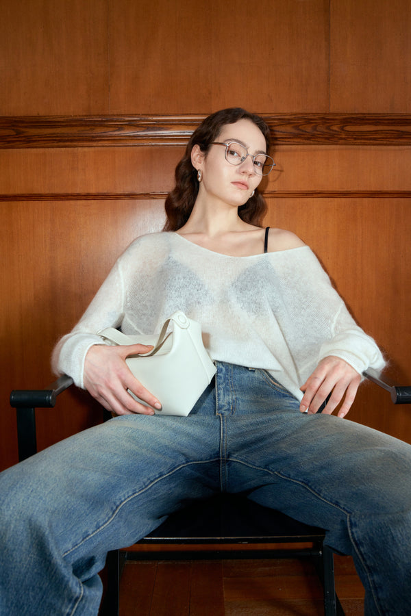 Sheer Mohair Knit Pullover