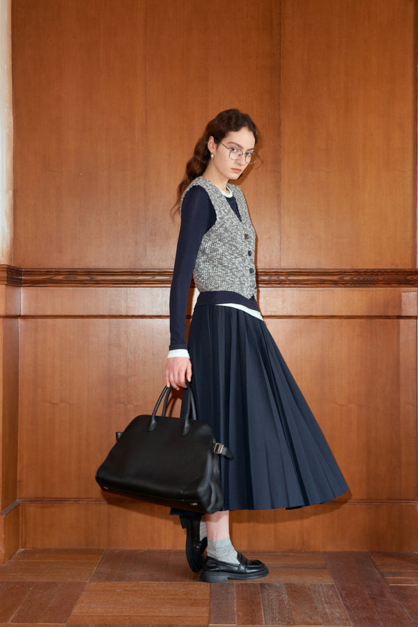 Structured Pleated Maxi Skirt