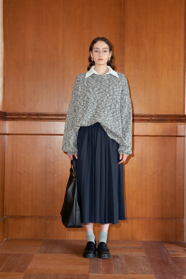 Structured Pleated Maxi Skirt