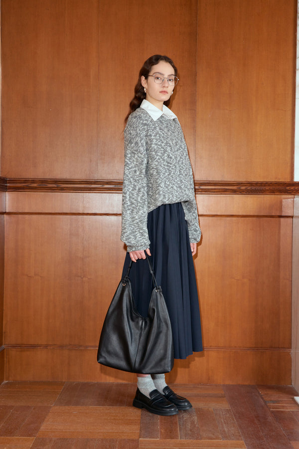 Structured Pleated Maxi Skirt