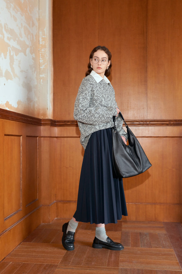 Structured Pleated Maxi Skirt