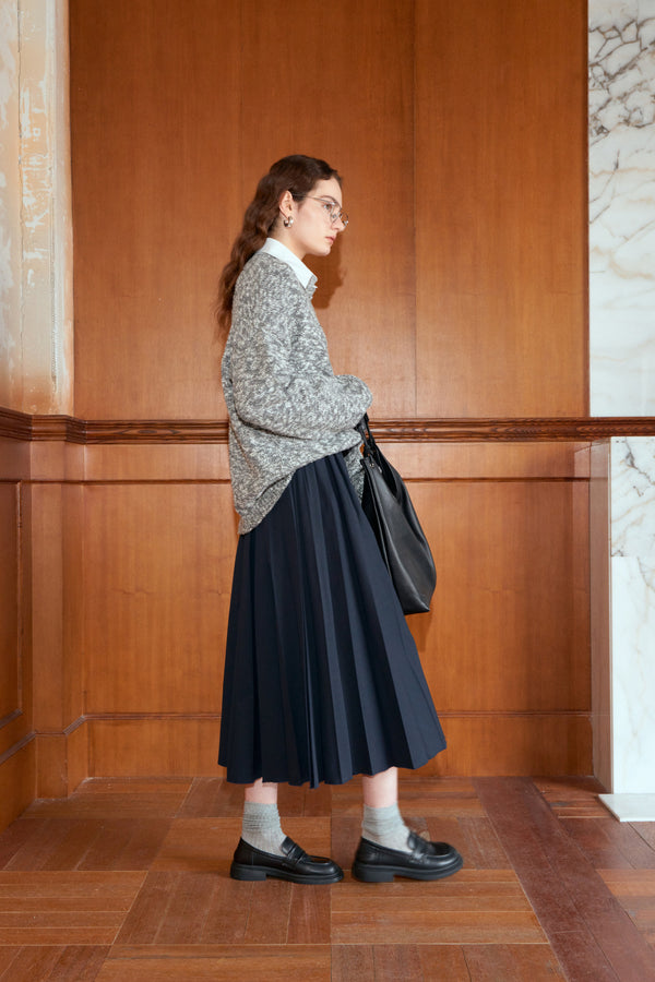 Structured Pleated Maxi Skirt