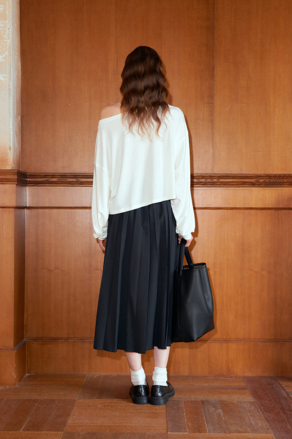 Structured Pleated Maxi Skirt