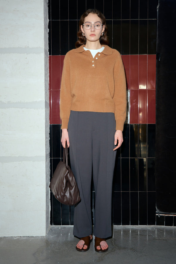 Wool Knit Polo Sweater