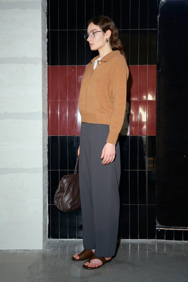 Wool Knit Polo Sweater