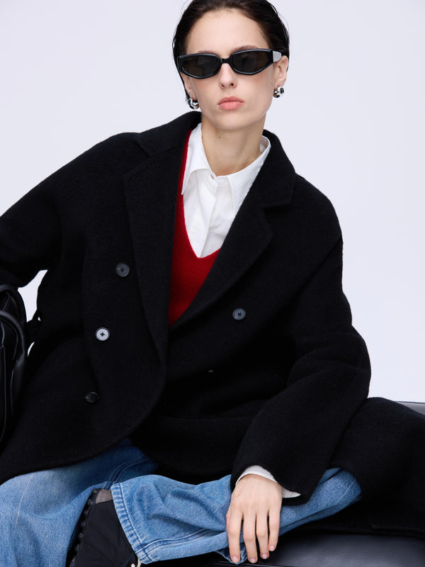 Double-Breasted Wool–Camel Coat