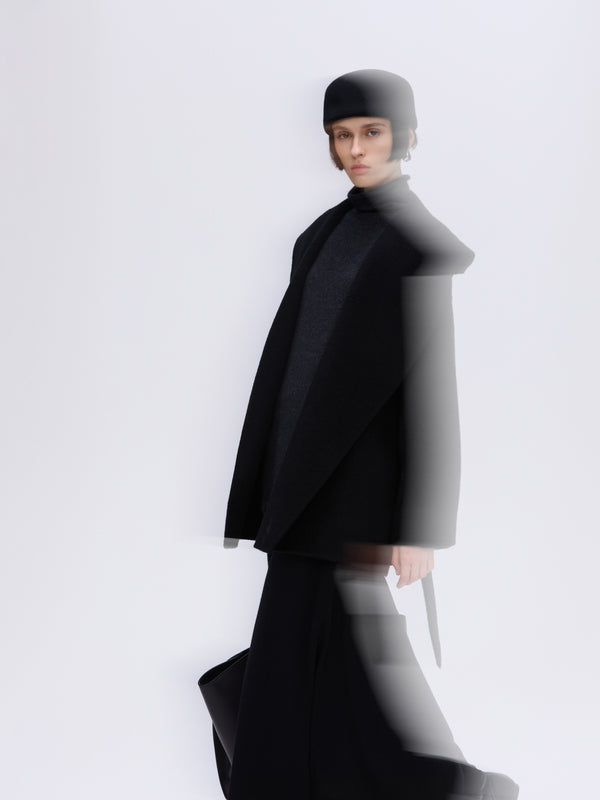 Sculpted Lapel Wool Coat