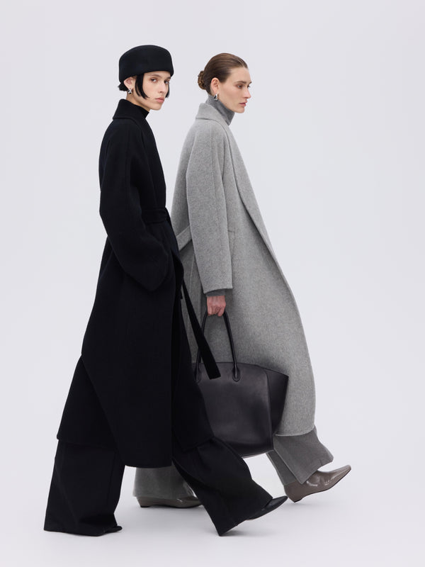 Wool–Camel Wrap Coat