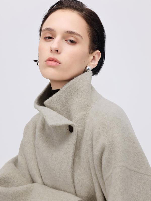 Asymmetric High-Neck Coat