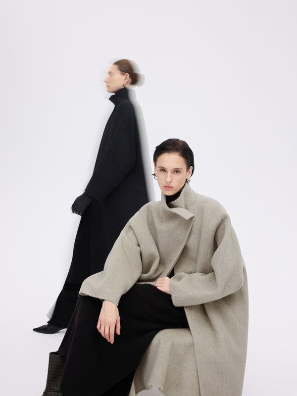 Asymmetric High-Neck Coat