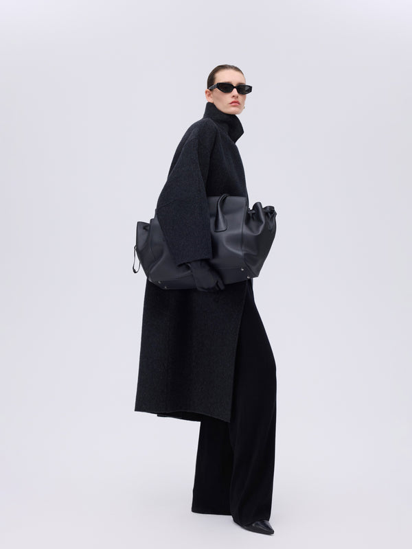Asymmetric High-Neck Coat