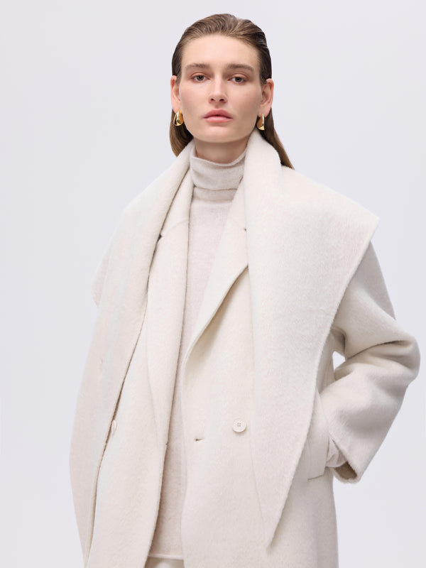 Structured Wool Scarf Coat