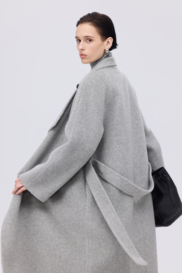 Asymmetric Wool Wrap Coat