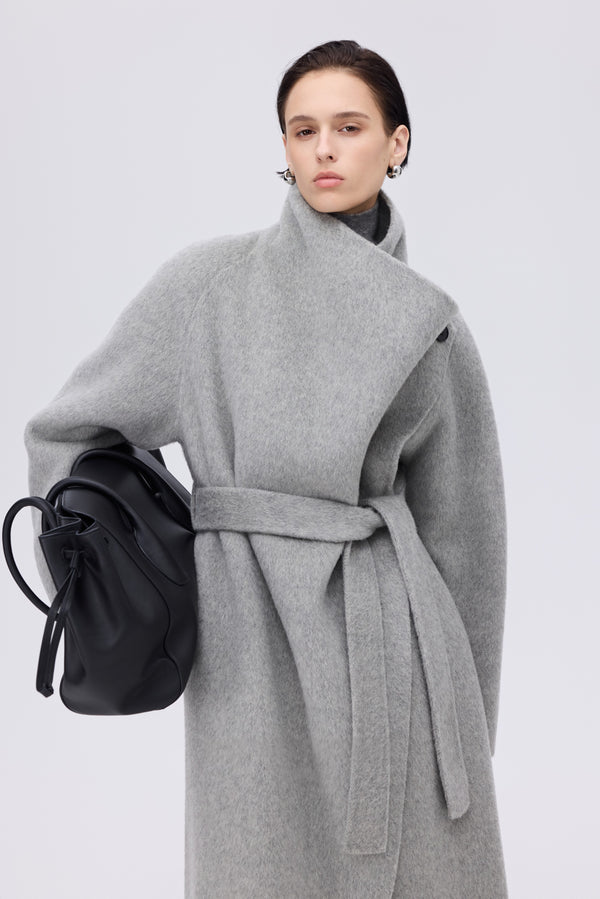Asymmetric Wool Wrap Coat