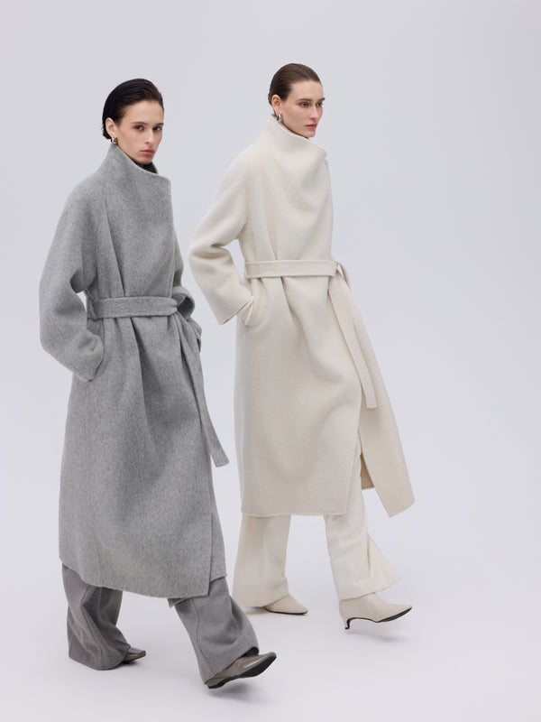 Asymmetric Wool Wrap Coat