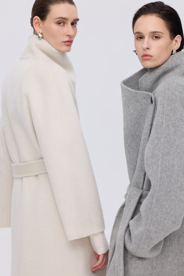 Asymmetric Wool Wrap Coat