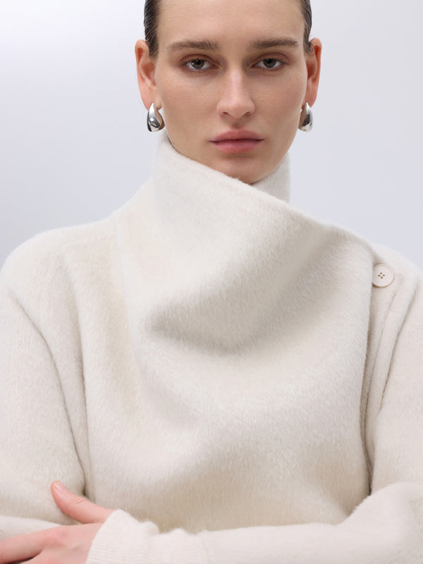 Asymmetric Wool Wrap Coat