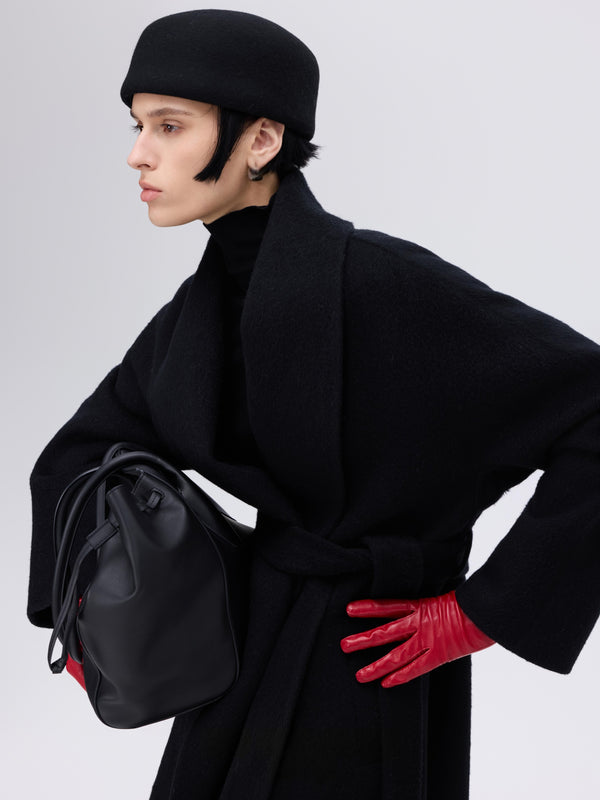 Wool–Camel Wrap Coat