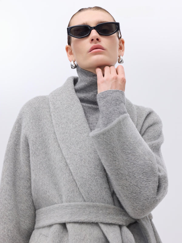 Wool–Camel Wrap Coat