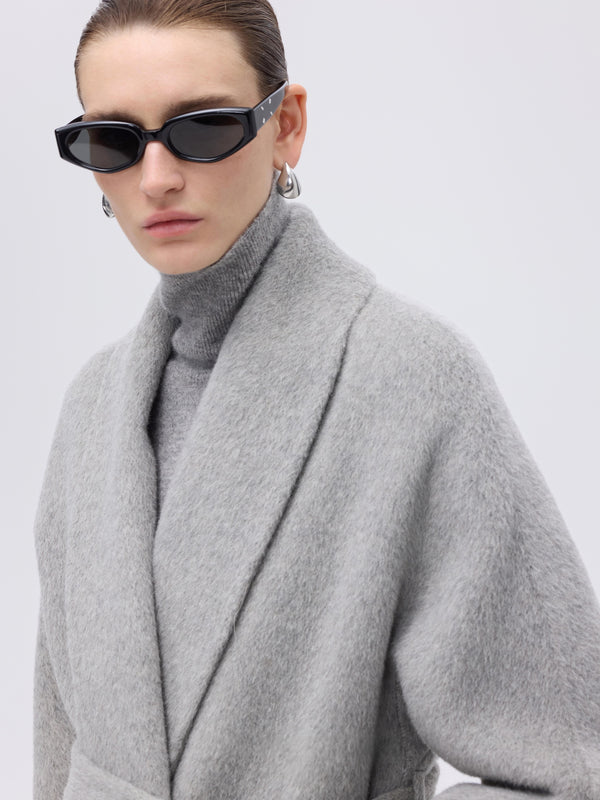 Wool–Camel Wrap Coat