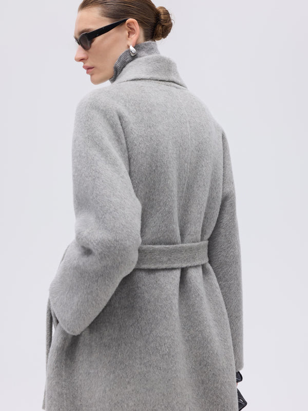 Wool–Camel Wrap Coat
