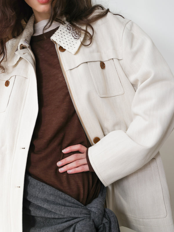 Crochet-Collar Utility Jacket