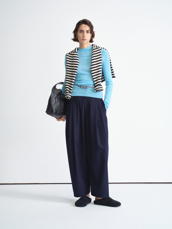 Ribbed Knit Long-Sleeve Top-Half Turtleneck