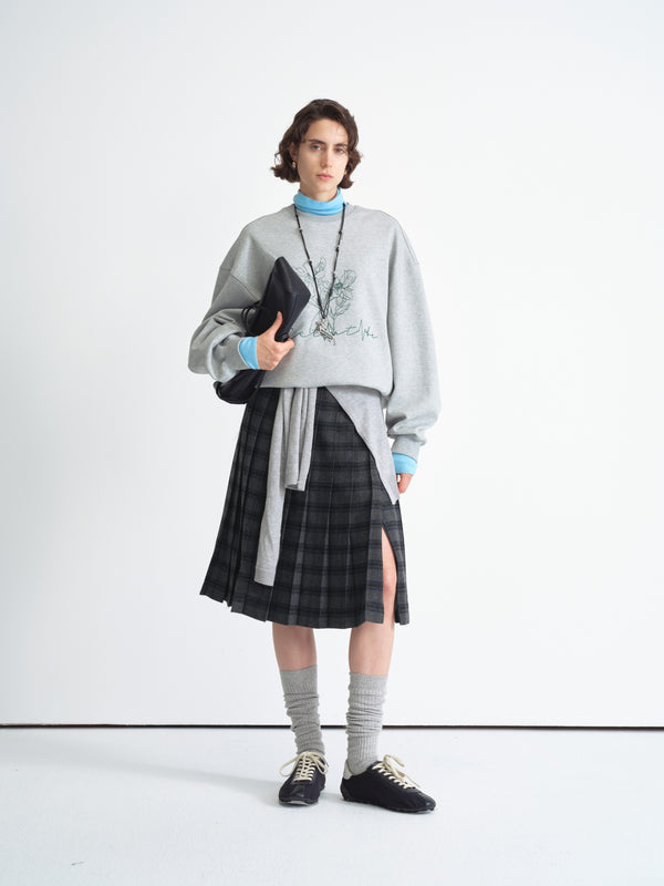 Structured Check Pleated Skirt