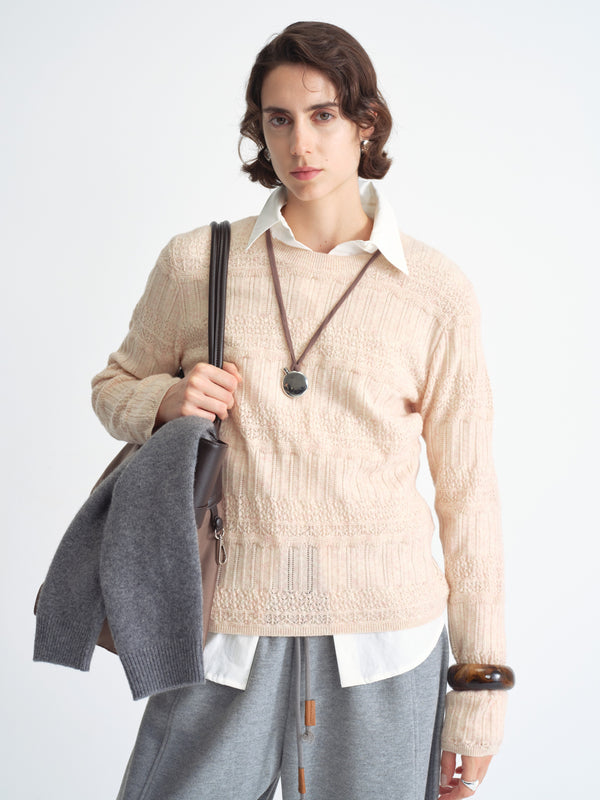 Textured Knit Crewneck Sweater