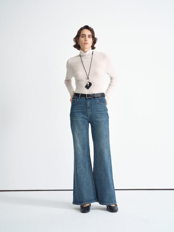 Wide-Leg Denim Jeans