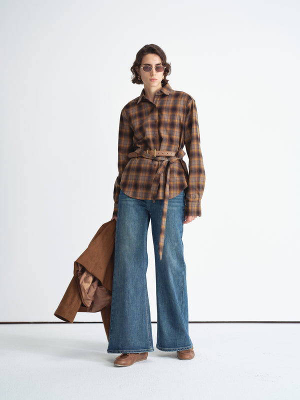 Detachable Bow Check Shirt