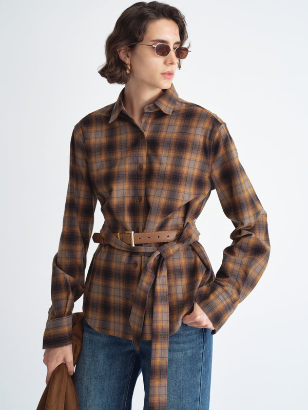 Detachable Bow Check Shirt