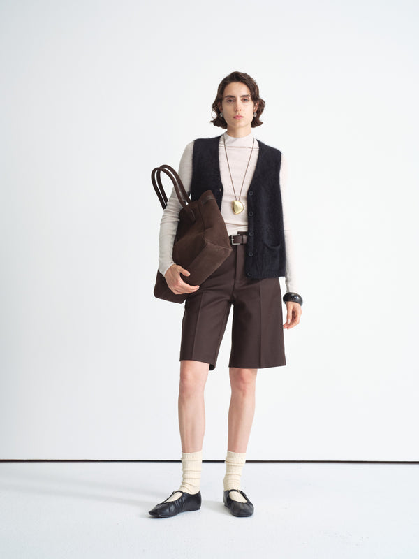 Ribbed Knit Long-Sleeve Top-Half Turtleneck