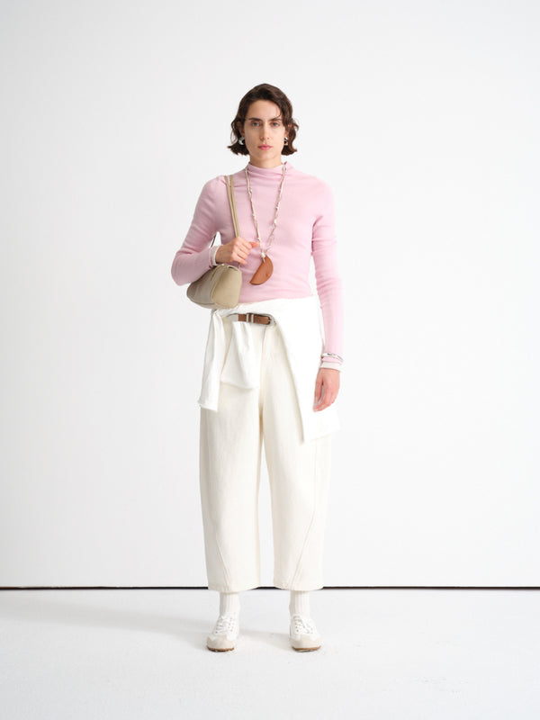 Ribbed Knit Long-Sleeve Top-Half Turtleneck