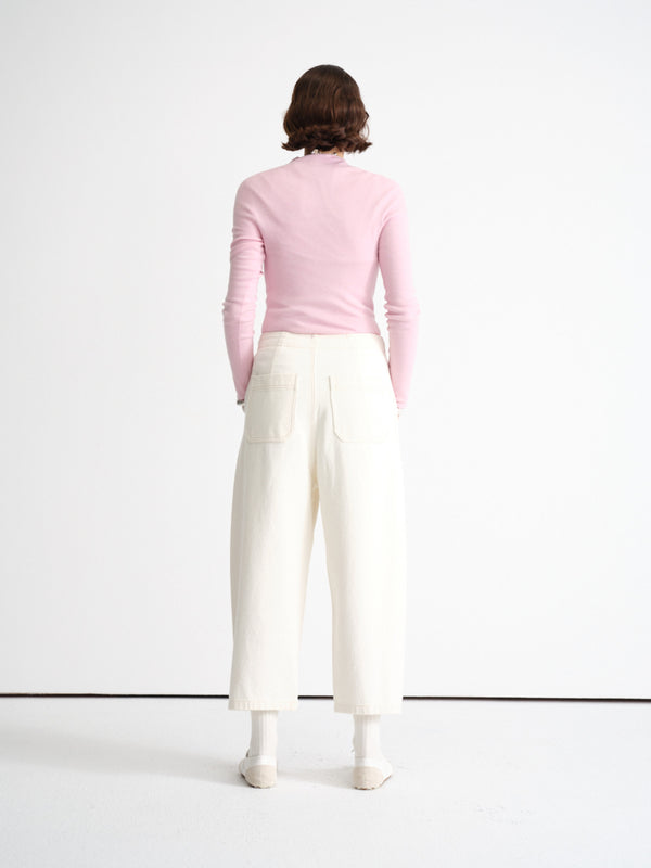 Ribbed Knit Long-Sleeve Top-Half Turtleneck
