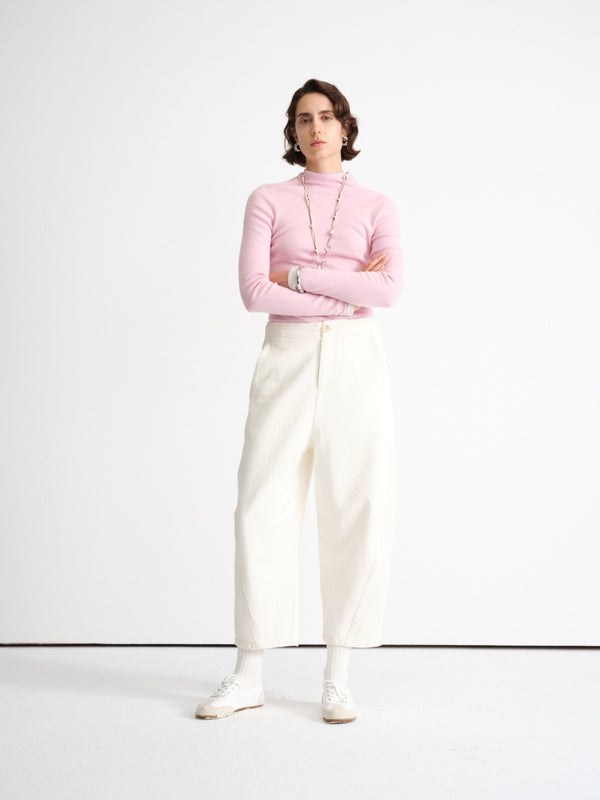 Ribbed Knit Long-Sleeve Top-Half Turtleneck