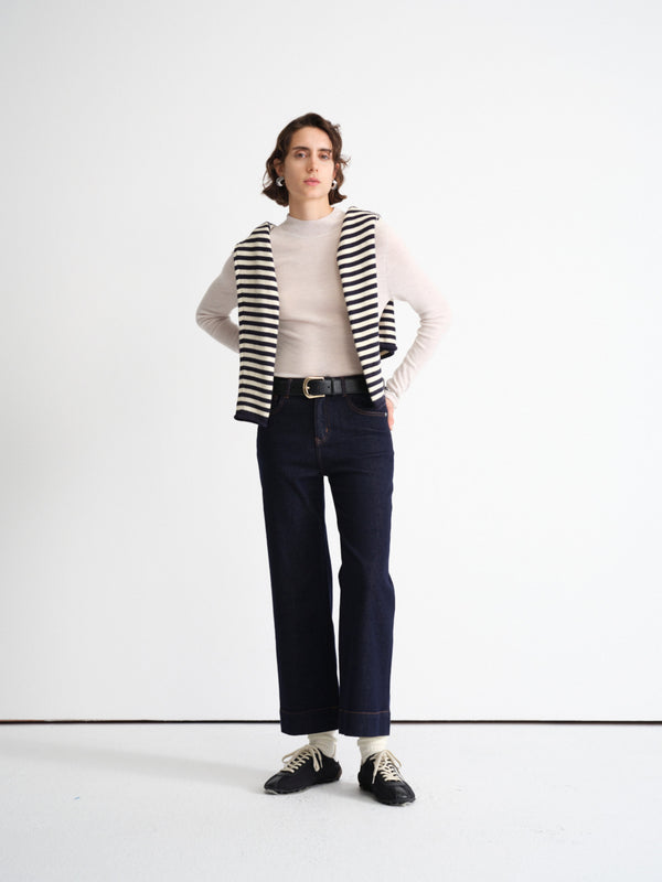 Ribbed Knit Long-Sleeve Top-Half Turtleneck