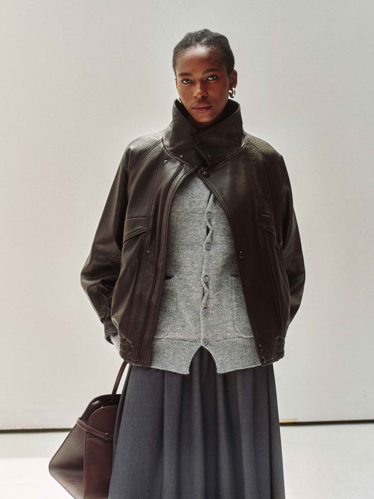 High-Neck New Zealand Leather Jacket